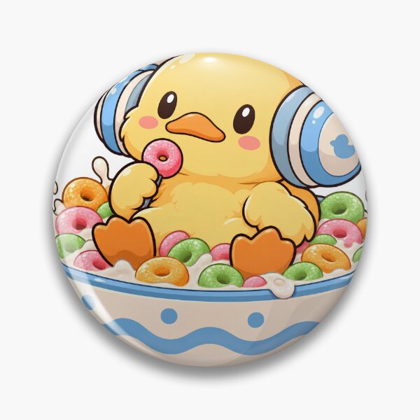 Item preview, Cute Kawaii Duck in Cereal Bowl with Headphones – Funny Chibi Animal designed and sold by VelvetArchives.