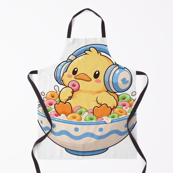 Item preview, Cute Kawaii Duck in Cereal Bowl with Headphones – Funny Chibi Animal designed and sold by VelvetArchives.