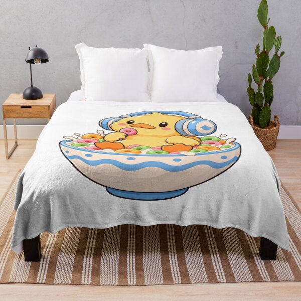 Item preview, Cute Kawaii Duck in Cereal Bowl with Headphones – Funny Chibi Animal designed and sold by VelvetArchives.