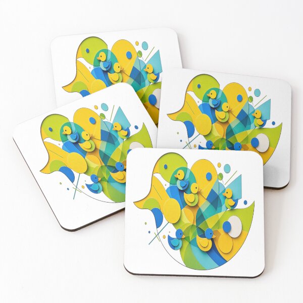 Item preview, Cute Geometric Rubber Duckies - Modern 3D Papercraft Nursery Art designed and sold by Breezes-of-Ida.
