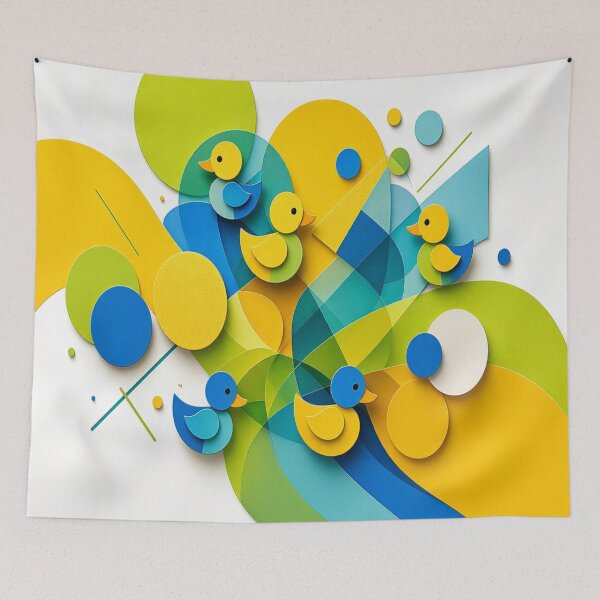 Item preview, Cute Geometric Rubber Duckies - Modern 3D Papercraft Nursery Art designed and sold by Breezes-of-Ida.