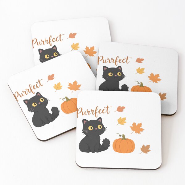 Item preview, Purrfect Cute Black Cat with Pumpkin Hand Lettered Sticker designed and sold by FreshmanJ.