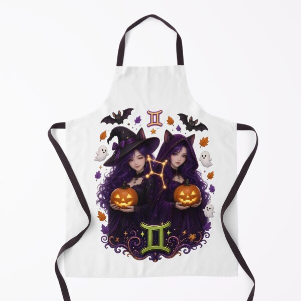 Item preview, Gemini Twin Witches Pumpkin Magic designed and sold by Zodiac Celestial Art.
