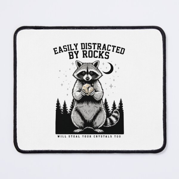 Item preview, Easily Distracted By Rocks Raccoon Will Steal Your Crystals Too, Moon Forest Night Racoon Crystal Thief Design designed and sold by DarylWelsh2024.
