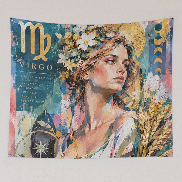 Item preview, Virgo Painting – Mystical Zodiac Goddess and Stars designed and sold by GalleryKauffeld.