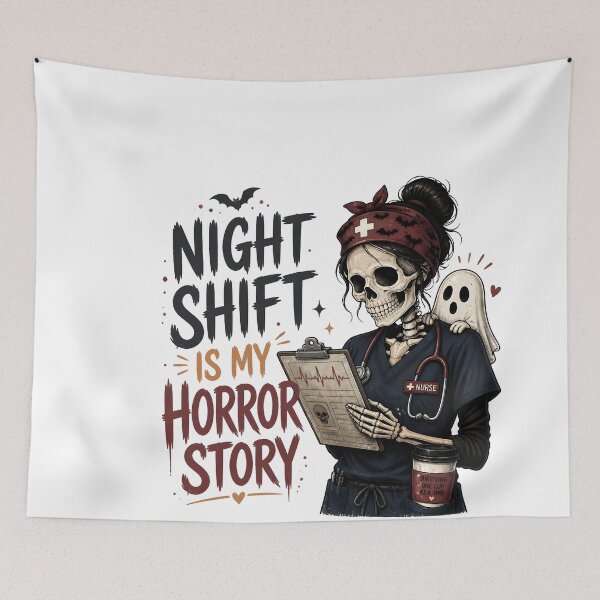 Item preview, Night Shift Is My Horror Story Funny Nurse designed and sold by LiviuGligoros.
