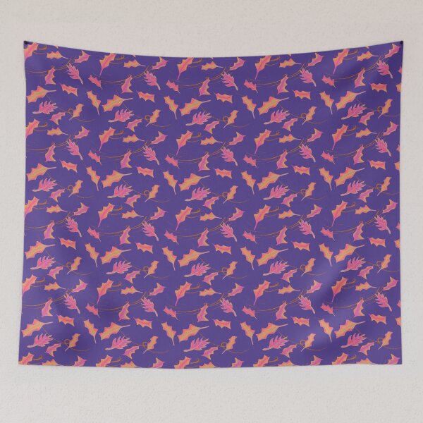 Item preview, Colorful Fall Leaves on Cobalt Violet designed and sold by MayCartPrintArt.