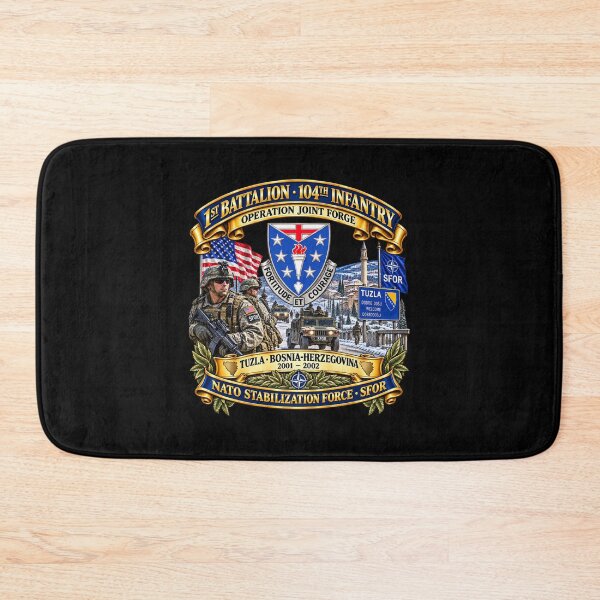 Artikelvorschau, Heer – 1. Bataillon, 104. Infanterieregiment – Operation Joint Forge – Tuzla, Bosnien und Herzegowina – 2001–2002 – NATO SFOR – 3D – Erweiterte Darstellung entworfen und verkauft von Military Insignia Products.