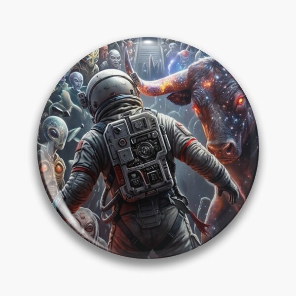 Item preview, Galactic Colosseum: Astronaut Matador vs Cosmic Bull Pop Surrealism Art designed and sold by Rain-Road.