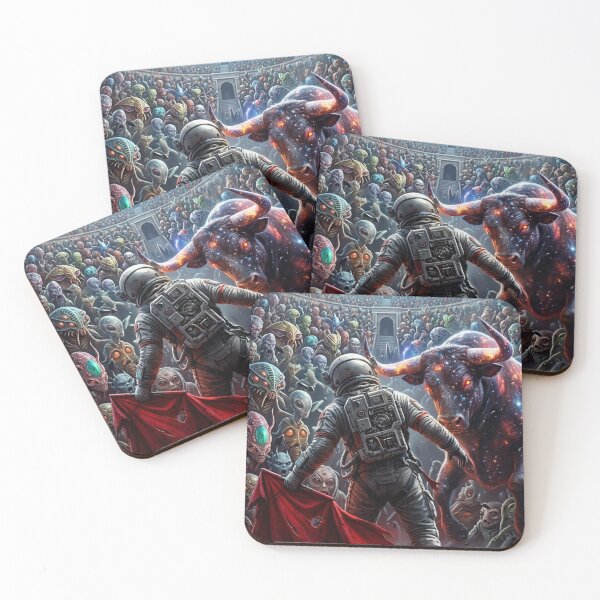 Item preview, Galactic Colosseum: Astronaut Matador vs Cosmic Bull Pop Surrealism Art designed and sold by Rain-Road.