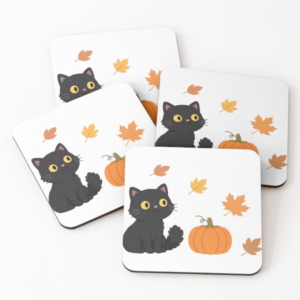 Item preview, Cute Black Cat with Pumpkin and Autumn Leaves No Text Sticker designed and sold by FreshmanJ.
