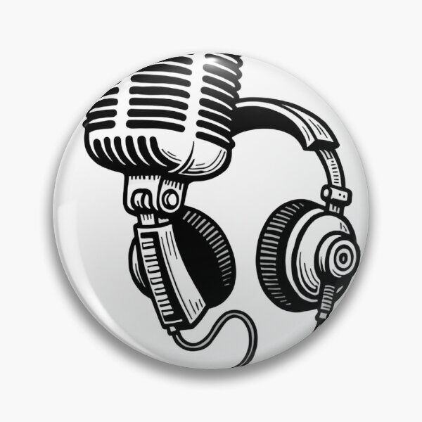 Item preview, Cartoon Microphone with Headphones Tattoo Flash Design designed and sold by Qubivibe.