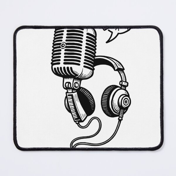 Item preview, Cartoon Microphone with Headphones Tattoo Flash Design designed and sold by Qubivibe.