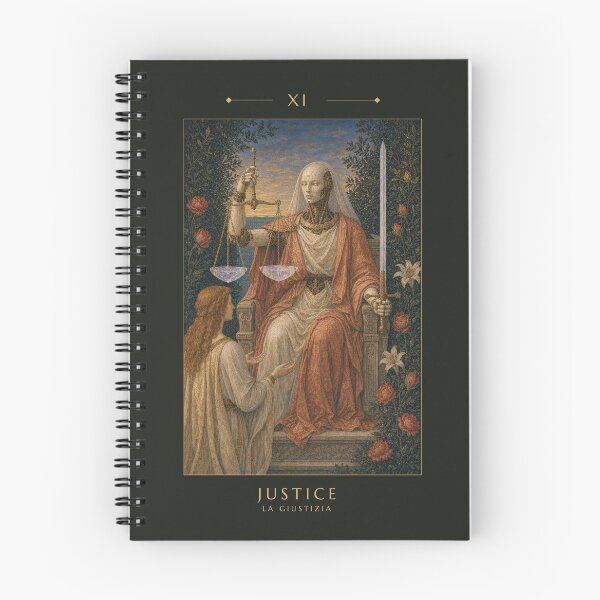 Item preview, The Justice Tarot Card - Crepuscolo Cyber Renaissance Art Print designed and sold by DMarquiseArt.
