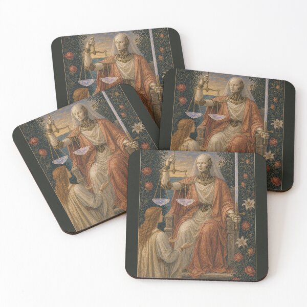 Item preview, The Justice Tarot Card - Crepuscolo Cyber Renaissance Art Print designed and sold by DMarquiseArt.