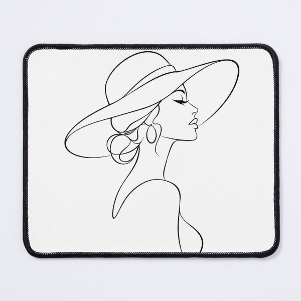Item preview, "Elegance in Lines: Chic Woman in Wide-Brim Hat Minimalist Vector Illustration" designed and sold by Nubian Style.