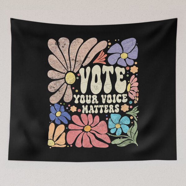 Item preview, Vote Your Voice Matters Retro Groovy 70s Floral Hippie Flowers  designed and sold by schoolofbullies.