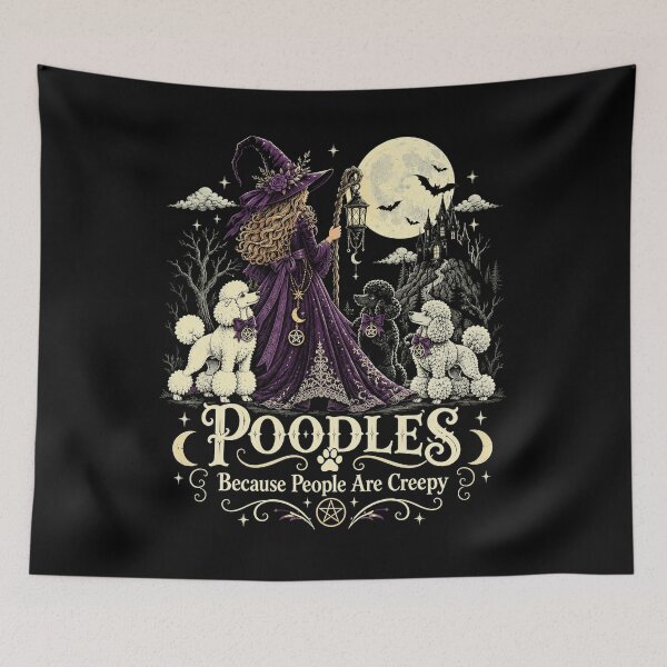 Item preview, Poodles Because People Are Creepy Vintage Witch Halloween Dog Lover Goth designed and sold by watanabeee.