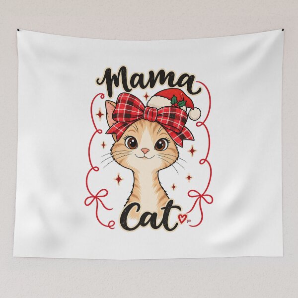 Item preview, Mama Cat Christmas Shirt, Christmas Cat Mom Tee, Cute Holiday Kitty Shirt, Plaid Bow Cat Lover Gift, Festive Cat T-Shirt designed and sold by DesignArtist.ia.