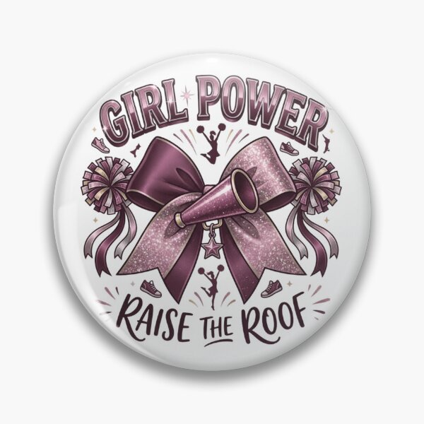 Aperçu de l'œuvre Girl Power Raise The Roof Cute Cheerleader Bow and Megaphone Pink Glitter Design créée et vendue par designwiss.