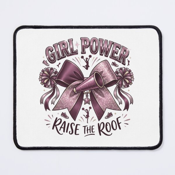Item preview, Girl Power Raise The Roof Cute Cheerleader Bow and Megaphone Pink Glitter Design designed and sold by designwiss.