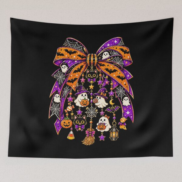 Item preview, Cute Halloween Bow Spooky Coquette Witch Ghost Pumpkin Black Cat Charm Ribbon designed and sold by Ortigzitoun.