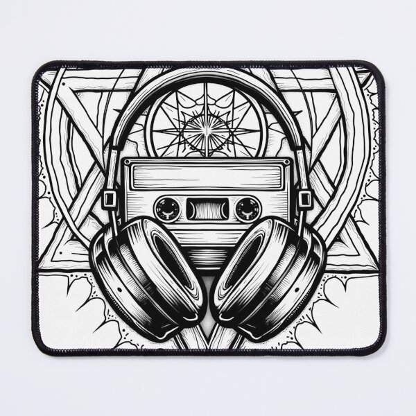 Item preview, Vintage Cassette Headphones Tattoo Flash designed and sold by Qubivibe.