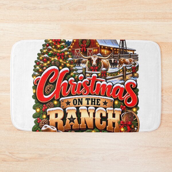 Item preview, Christmas On The Ranch Longhorn Red Barn Western Christmas designed and sold by 198tees.
