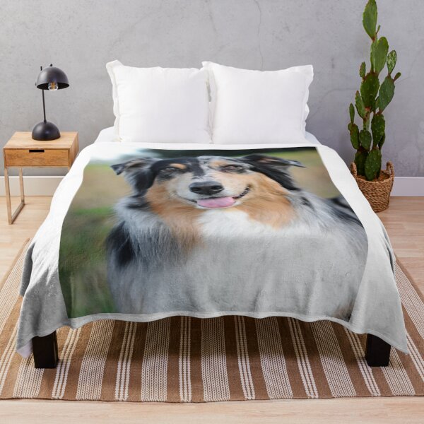 Item preview, Smiling Blue Merle Australian Shepherd Portrait designed and sold by VanGaldo.