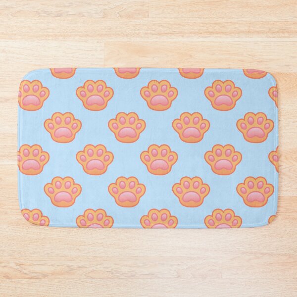 Item preview, Pattern of Orange Cat Paws Baby Blue Background - Kawaii Chibi illustration designed and sold by Agamaji.