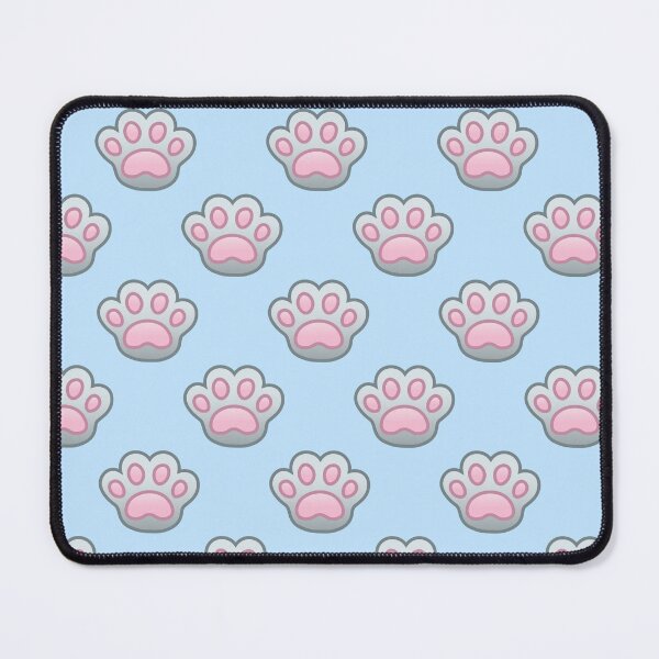Item preview, Pattern of Gray Cat Paws Baby Blue Background - Kawaii Chibi illustration designed and sold by Agamaji.