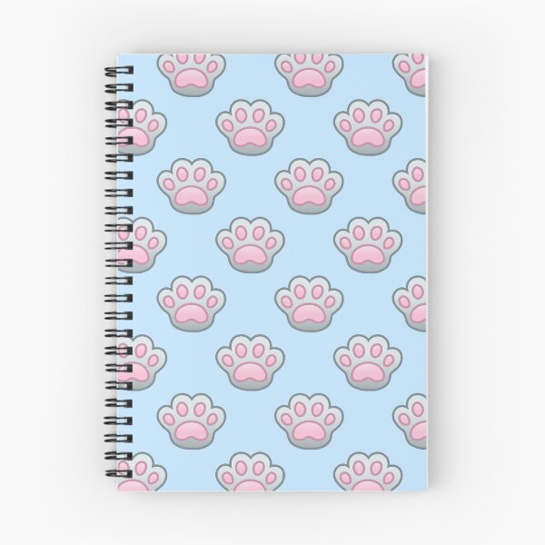 Item preview, Pattern of Gray Cat Paws Baby Blue Background - Kawaii Chibi illustration designed and sold by Agamaji.