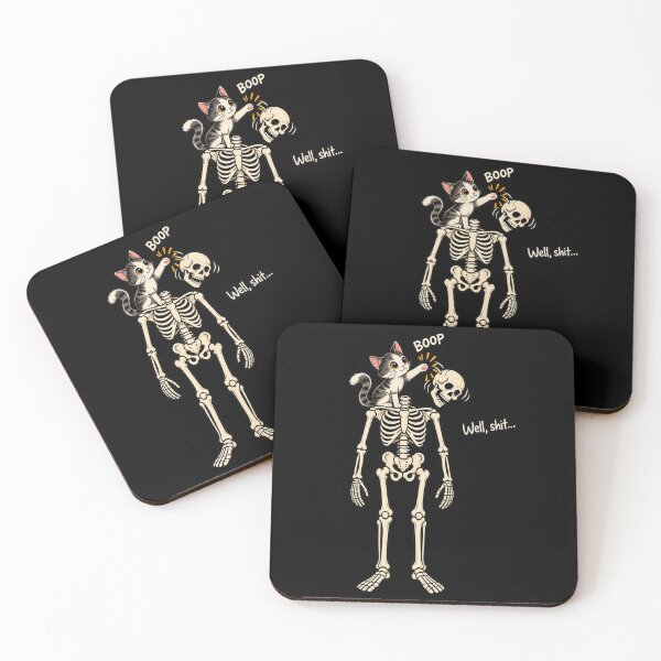 Item preview, Well Shit Cat Boop Skeleton Falling Skull Funny Halloween Cat Lover Meme designed and sold by watanabeee.