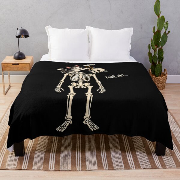 Item preview, Well Shit Cat Boop Skeleton Falling Skull Funny Halloween Cat Lover Meme designed and sold by watanabeee.