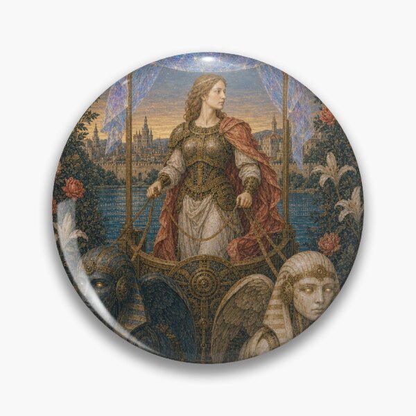 Artikelvorschau, Die Tarotkarte „Der Wagen“ – Kunstdruck der Cyber Renaissance von Crepuscolo entworfen und verkauft von DMarquiseArt.