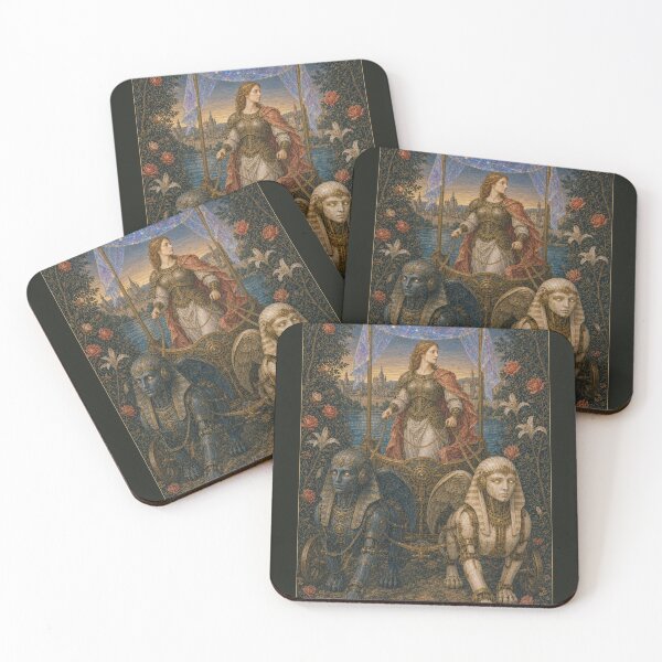 Item preview, The Chariot Tarot Card - Crepuscolo Cyber Renaissance Art Print designed and sold by DMarquiseArt.