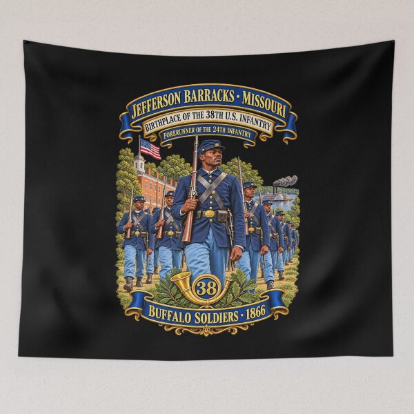 Item preview, Army - Jefferson Barracks, MO, Birthplace 38th US Infantry - Forerunner 24 IN - Buffalo Soldiers 1866 - 3D - Enhanced designed and sold by Military Insignia Products.