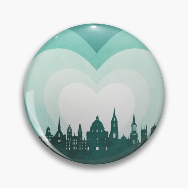 Item preview, Oxford England Skyline Hearts Teal designed and sold by ArtPrints.
