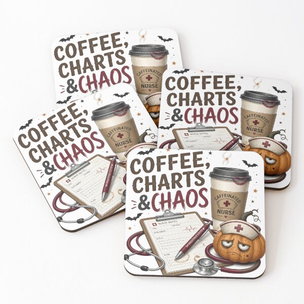 Item preview, Coffee Charts And Chaos Funny Spooky Nurse designed and sold by LiviuGligoros.