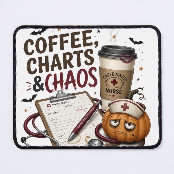 Item preview, Coffee Charts And Chaos Funny Spooky Nurse designed and sold by LiviuGligoros.