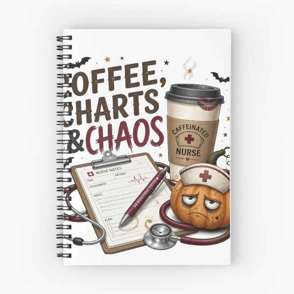 Item preview, Coffee Charts And Chaos Funny Spooky Nurse designed and sold by LiviuGligoros.