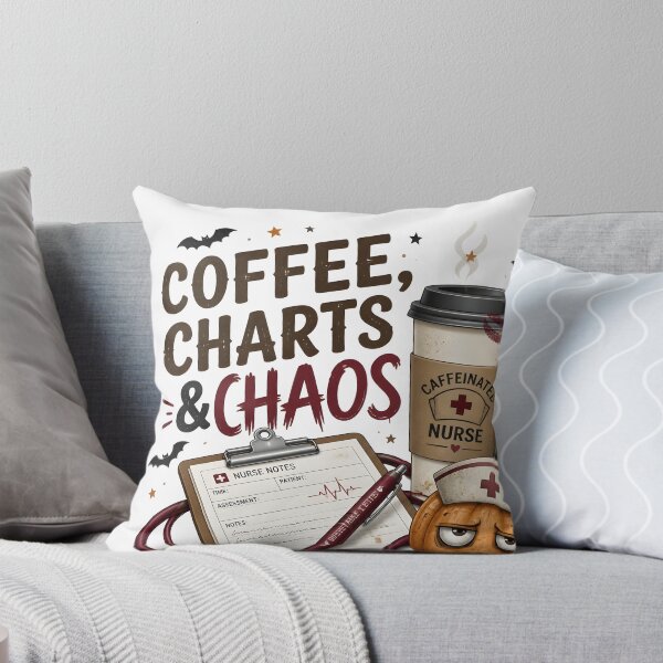 Item preview, Coffee Charts And Chaos Funny Spooky Nurse designed and sold by LiviuGligoros.