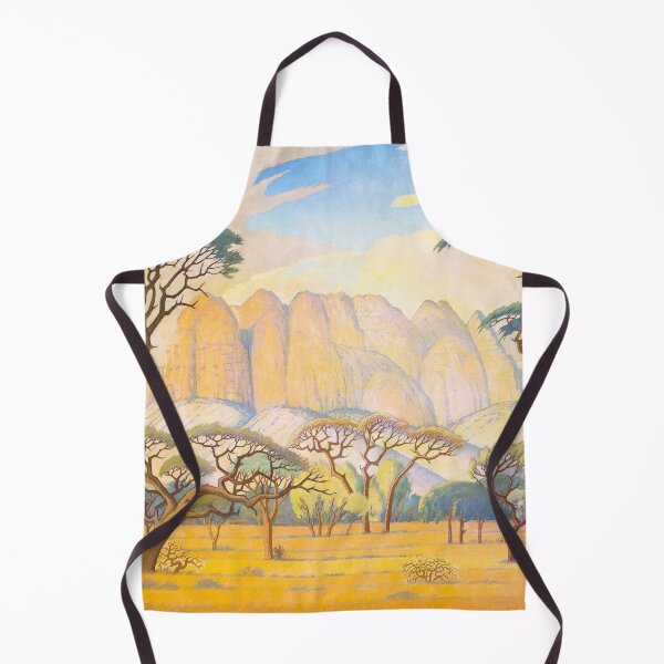 Item preview, The rains down in Africa, sunlit mountain cliffs above the savannah and serengeti landscape painting by Jacob Pierneef designed and sold by Jéanpaul  Ferro.