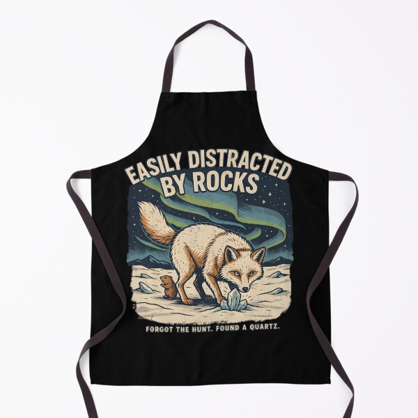 Item preview, Easily Distracted By Rocks Arctic Fox Quartz Crystal Northern Lights Snowy Tundra Forgot The Hunt Design designed and sold by DarylWelsh2024.