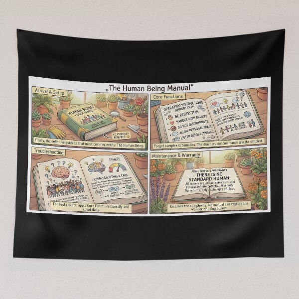 Item preview, "The Human Being Manual" – an illustrated comic guide to humanity designed and sold by Mianku | Für das Leben.