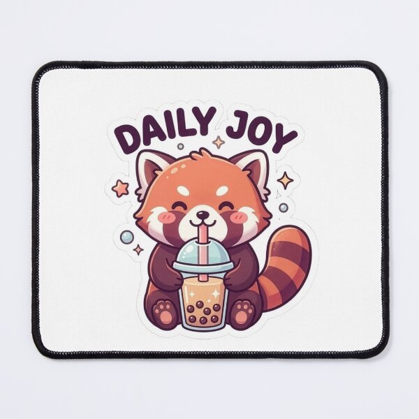 Item preview, Daily Joy Kawaii Red Panda Drinking Boba Tea designed and sold by RradhaDesigns.