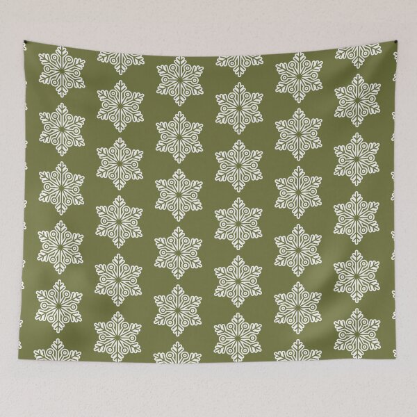 Item preview, Winter Snowflake Deep Army Green Seamless Pattern Art designed and sold by ​Jyoti Digital Artist.