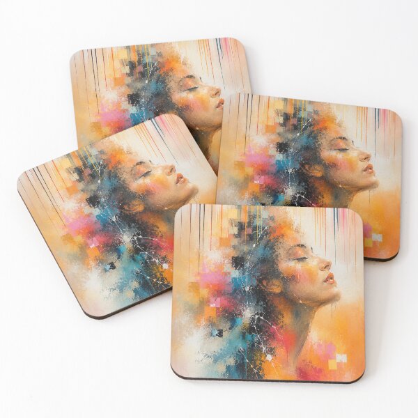 Item preview, Vivid Serenity Abstract Woman Portrait Orange Teal designed and sold by Joey Santiago.