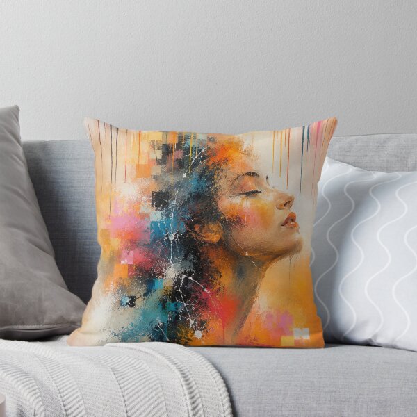 Item preview, Vivid Serenity Abstract Woman Portrait Orange Teal designed and sold by Joey Santiago.
