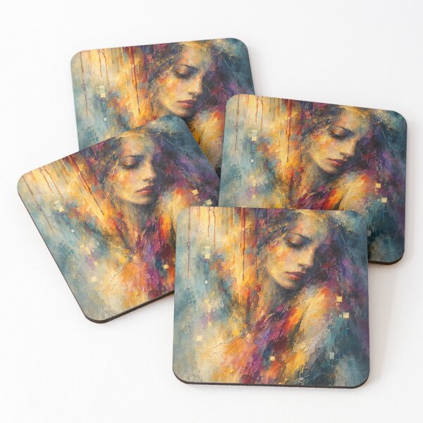 Item preview, Whispers of Gold - Abstract Female Portrait Teal & Orange designed and sold by Joey Santiago.